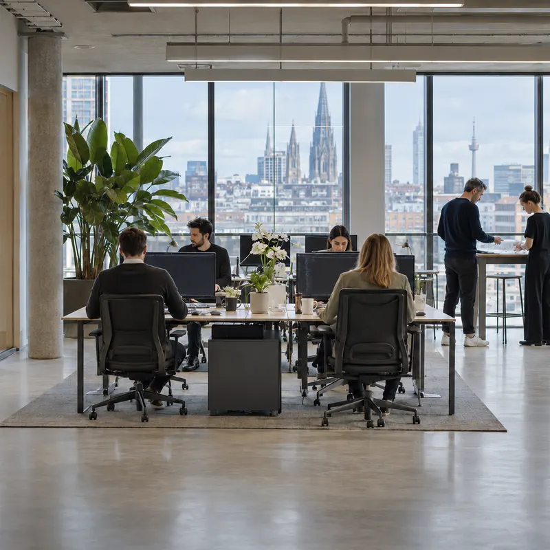 Established European business operation with team collaboration in progress